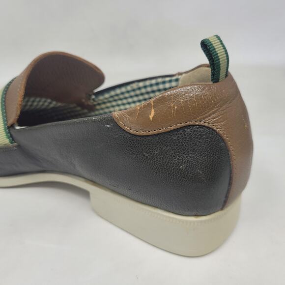 Miu Miu Shoes Mens 6.5 Brown Green Leather Colorblock Loafers Slip On Sporty main image 13